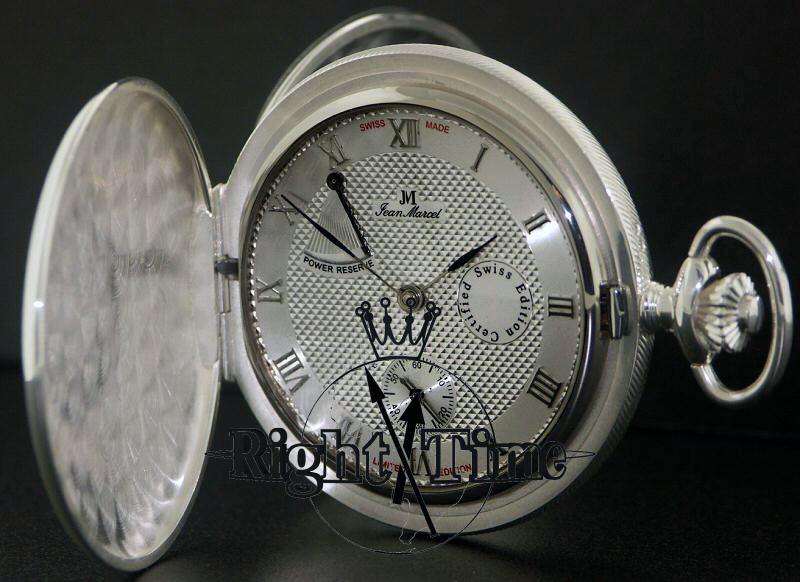 Manual Wind Power Reserve 68003052 Jean Marcel White pocket watch