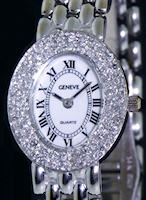 Pre-Owned GENEVE 14KT SOLID GOLD CASE/DIAMONDS
