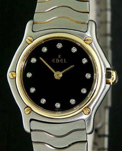 Ebel Classic Wave 18kt Bezel Black 1057901  PreOwned Ladies Watches