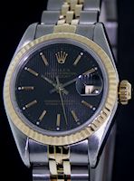 Pre-Owned ROLEX DATEJUST 18KT/STEEL BLACK DIAL