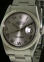 Pre-Owned ROLEX OYSTER DATEJUST RHODIUM ROMAN