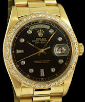 Pre-Owned ROLEX PRESIDENT DIAMOND BEZEL BLACK
