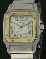Pre-Owned CARTIER SANTOS QUARTZ 18KT GOLD &STEEL