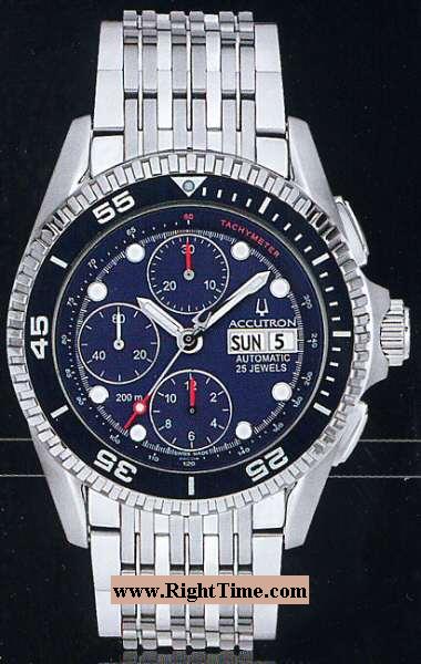 Vx 0 Diver Chronograph 28c04 Accutron Gentlemen Wrist Watch