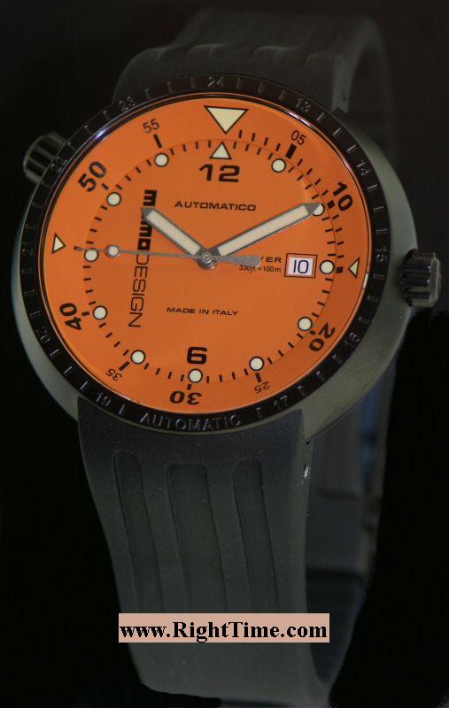 Diver All Black Orange Automat md183bk-02-rb - Momodesign Diver