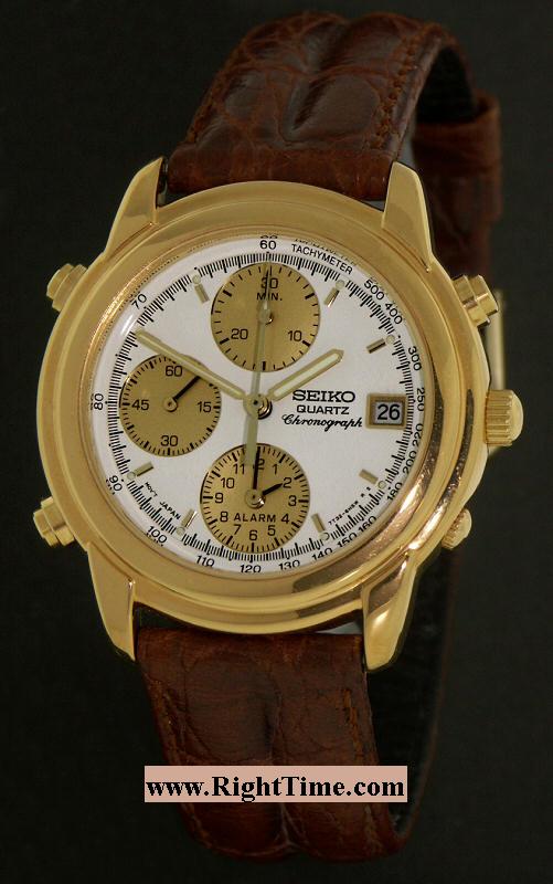 Seiko Quartz Chronograph 7t32-6f90 - Pre-Owned Mens Watches