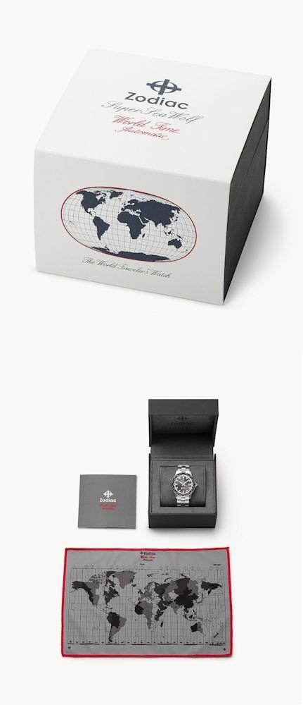 World Time Automatic Grey zo9409 - Zodiac Super Sea Wolf wrist watch