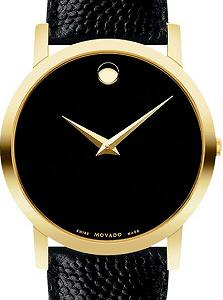 Museum Black Quartz Gold-Tone 0606086 - Movado Mens wrist watch