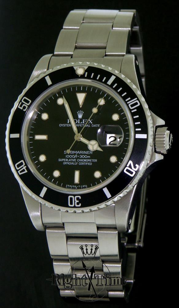 Rolex Submariner Date All Steel 16800 - Pre-Owned Mens Watches