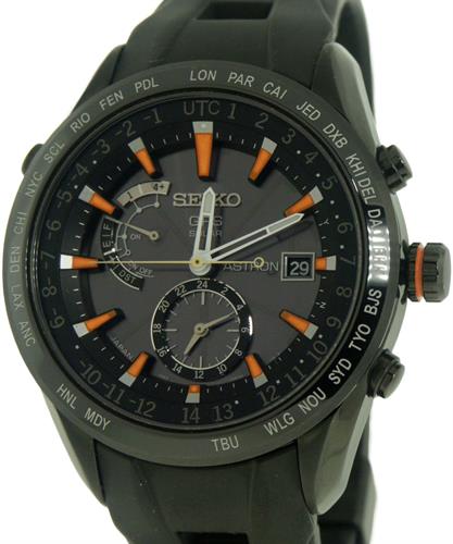 Seiko Astron Gps Solar Blk/Orange sast025 - Pre-Owned Mens Watches