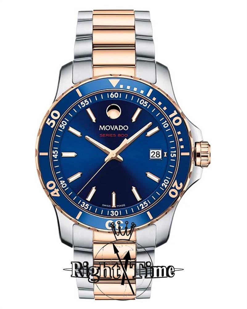 Movado Series 800 Ss/Rose Blue Dial 2600149 - Pre-Owned Mens Watches