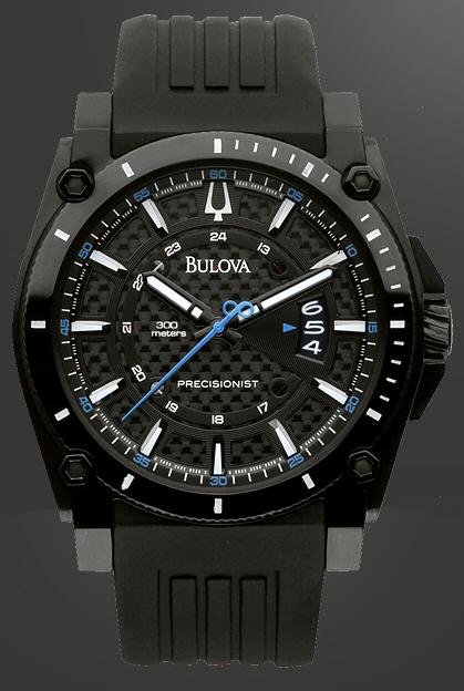 Bulova Precisionist Champlain Black 98b142 - Pre-Owned Mens Watches