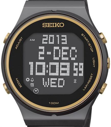 Digital 2-Tone Black/Gold stp011 - Seiko Sport wrist watch