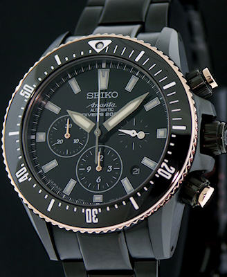 Black And Rose Gold Chrono srq013 - Seiko Luxe Ananta wrist watch